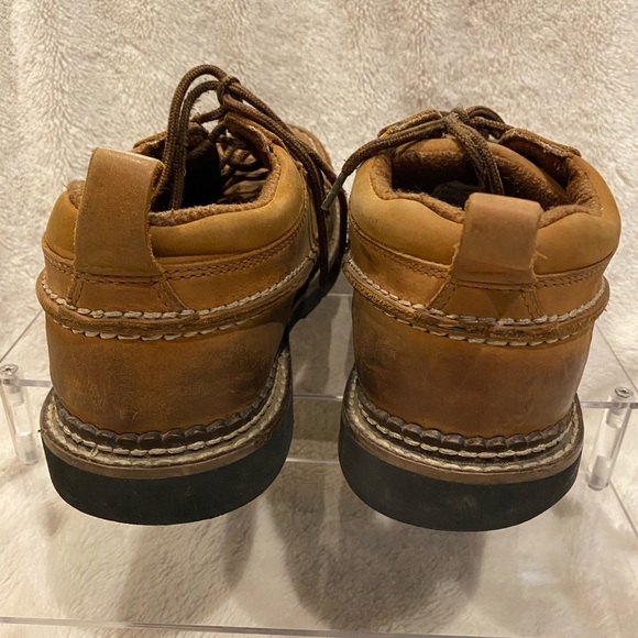 Men's Justin Leather Casual Moc Toe Lace-up Boots Shoes Brown Size 9.5 M GC - Picture 5 of 12